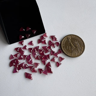 10 Pieces Natural Ruby Triangle Faceted Rose Cut Gemstone Flat Back Cabochon 5mm Size, GDS2284/3