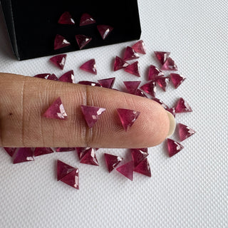 10 Pieces Natural Ruby Triangle Faceted Rose Cut Gemstone Flat Back Cabochon 5mm Size, GDS2284/3