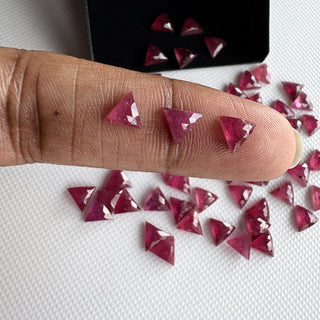 10 Pieces Natural Ruby Triangle Faceted Rose Cut Gemstone Flat Back Cabochon 5mm Size, GDS2284/3