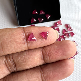 10 Pieces Natural Ruby Triangle Faceted Rose Cut Gemstone Flat Back Cabochon 5mm Size, GDS2284/3