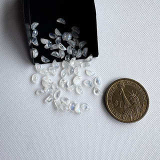 10 Pieces 6x3mm Flashy Blue Half Moon Shaped Natural Rainbow Moonstone Faceted Rose Cut Cabochon Gemstone, GDS2284/2