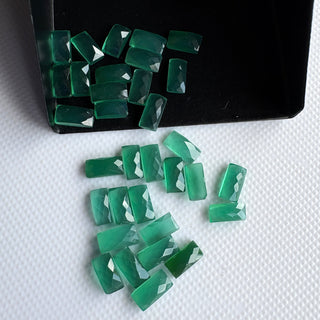 10 Pieces 6x3mm Natural Green Onyx Rectangle Shaped Rose Cut Faceted Loose Gemstones Flat Back Cabochon, GDS2284/1