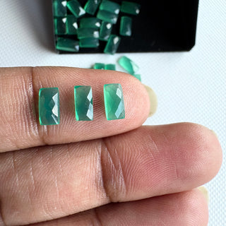 10 Pieces 6x3mm Natural Green Onyx Rectangle Shaped Rose Cut Faceted Loose Gemstones Flat Back Cabochon, GDS2284/1
