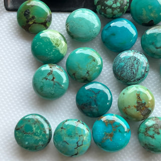 6 Pieces 9mm Natural Tibetan Turquoise Round Shaped Gemstone, Button Shaped Turquoise Smooth Gemstone Cabochons For Jewelry, GDS2274/1