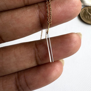 Lab Grown Diamond Bar Necklace, Vertical Baguette Diamond Pendant, Minimalist Stick Pendant, Floating Jewelry Simple Bar Necklace, LG40