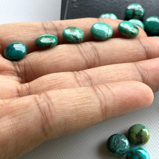 6 Pieces 9mm Natural Tibetan Turquoise Round Shaped Gemstone, Button Shaped Turquoise Smooth Gemstone Cabochons For Jewelry, GDS2274/1