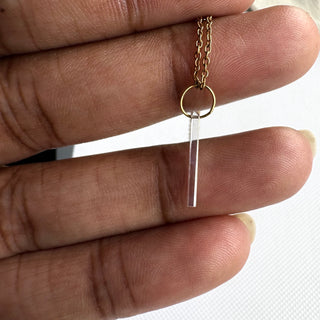 Lab Grown Diamond Bar Necklace, Vertical Baguette Diamond Pendant, Minimalist Stick Pendant, Floating Jewelry Simple Bar Necklace, LG40