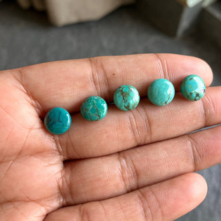 6 Pieces 9mm Natural Tibetan Turquoise Round Shaped Gemstone, Button Shaped Turquoise Smooth Gemstone Cabochons For Jewelry, GDS2274/1