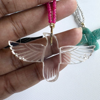 Soaring Phoenix Bird Pendant Necklace, Coral Beaded Statement Necklace - Boho Style Necklace Pendant for Women - Gift for Her