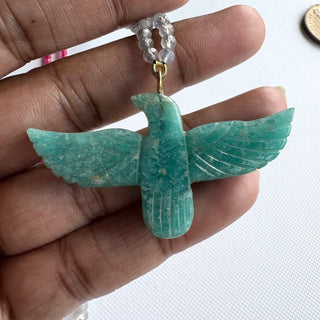 Soaring Phoenix Bird Pendant Necklace, Coral Beaded Statement Necklace - Boho Style Necklace Pendant for Women - Gift for Her