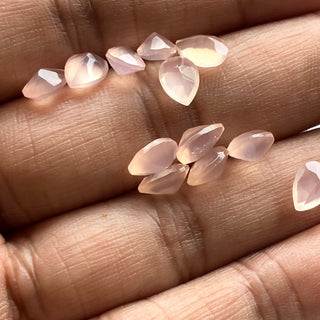 12 Pieces 7x5mm Each Pink Chalcedony Pear Shaped Faceted Loose Gemstones, Natural Rose Chalcedony Pears For Making Jewelry, GDS2274/6