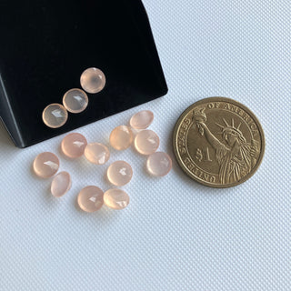 4 Pieces 7mm Each Rose Chalcedony Light Pink Round Shaped Faceted Loose Gemstones, Pink Chalcedony For Making Jewelry, GDS2274/9