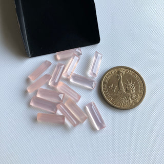 7 Pieces 15x5mm Rose Chalcedony Light Pink Baguette Shaped Faceted Loose Gemstones For Making Jewelry, Pink Chalcedony Baguette, GDS2274/11