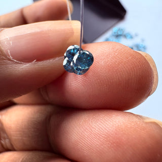 Drilled/Undrilled Blue Lab Grown Round Brilliant Cut Diamond Loose 1mm/1.25mm/1.5mm/1.75mm/2mm/2.5mm/3mm/4mm/5mm/6mm