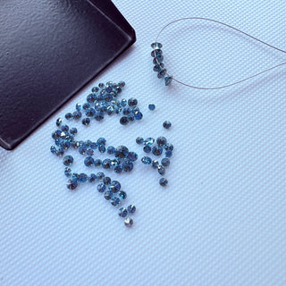 Drilled/Undrilled Blue Lab Grown Round Brilliant Cut Diamond Loose 1mm/1.25mm/1.5mm/1.75mm/2mm/2.5mm/3mm/4mm/5mm/6mm