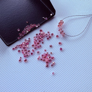 Drilled/Undrilled Pink Lab Grown Round Brilliant Cut Diamond Loose 1mm/1.25mm/1.5mm/1.75mm/2mm/2.5mm/3mm/4mm/5mm/6mm