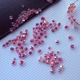 Drilled/Undrilled Pink Lab Grown Round Brilliant Cut Diamond Loose 1mm/1.25mm/1.5mm/1.75mm/2mm/2.5mm/3mm/4mm/5mm/6mm