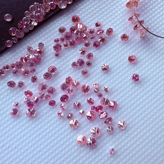 Drilled/Undrilled Pink Lab Grown Round Brilliant Cut Diamond Loose 1mm/1.25mm/1.5mm/1.75mm/2mm/2.5mm/3mm/4mm/5mm/6mm