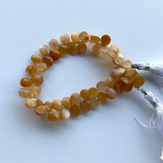 Natural Orange Moonstone Faceted Pear Shaped Briolette Bead, All 9mm Calibrated Orange Moonstone Gemstones, Sold As 8 Inch Strand, GDS2275/2