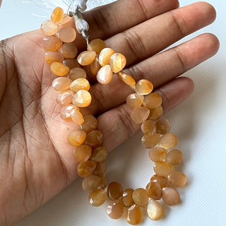 Natural Orange Moonstone Faceted Pear Shaped Briolette Bead, All 9mm Calibrated Orange Moonstone Gemstones, Sold As 8 Inch Strand, GDS2275/2