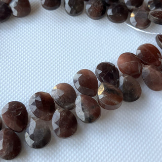Natural Brown Moonstone Faceted Pear Shaped Briolette Beads, All 9mm Calibrated Brown Moonstone Pear Gemstones, 8 Inch Strand, GDS2275/3