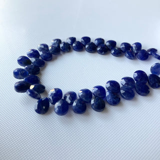 All 9mm Natural Sodalite Faceted Pear Briolette Beads, 9mm Blue Sodalite Calibrated Pear Gemstone Beads, 8 Inch Strand, GDS2275/4