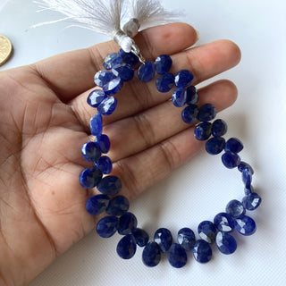 All 9mm Natural Sodalite Faceted Pear Briolette Beads, 9mm Blue Sodalite Calibrated Pear Gemstone Beads, 8 Inch Strand, GDS2275/4