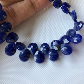 All 9mm Natural Sodalite Faceted Pear Briolette Beads, 9mm Blue Sodalite Calibrated Pear Gemstone Beads, 8 Inch Strand, GDS2275/4