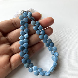 Natural Blue Opal Faceted Heart Shaped Briolette Beads, All 7mm Calibrated Natural Blue Opal Heart Gemstone Beads, 8 Inch Strand, GDS2275/6