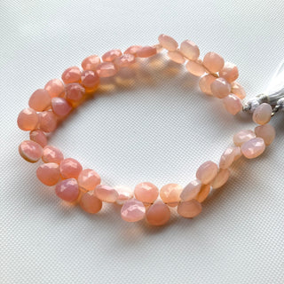 Natural Pink Opal Faceted Heart Shaped Gemstone Briolette Beads, All 7mm Calibrated Pink Opal Jewelry Making Beads, 8 Inch Strand, GDS2275/8