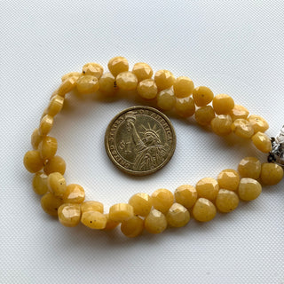 Natural Yellow Aventurine Quartz Faceted Heart Shaped Briolettes Beads, All 8mm Aventurine Quartz Gemstone Beads, 8 Inch Strand, GDS2275/9