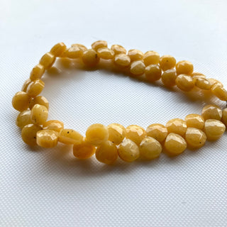 Natural Yellow Aventurine Quartz Faceted Heart Shaped Briolettes Beads, All 8mm Aventurine Quartz Gemstone Beads, 8 Inch Strand, GDS2275/9