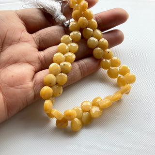 Natural Yellow Aventurine Quartz Faceted Heart Shaped Briolettes Beads, All 8mm Aventurine Quartz Gemstone Beads, 8 Inch Strand, GDS2275/9