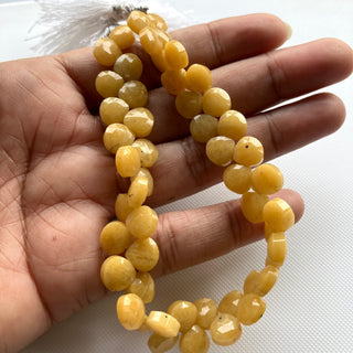 Natural Yellow Aventurine Quartz Faceted Heart Shaped Briolettes Beads, All 8mm Aventurine Quartz Gemstone Beads, 8 Inch Strand, GDS2275/9