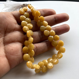 Natural Yellow Aventurine Quartz Faceted Heart Shaped Briolettes Beads, All 8mm Aventurine Quartz Gemstone Beads, 8 Inch Strand, GDS2275/9