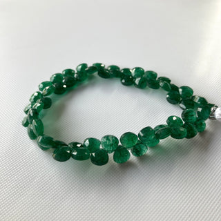 All 7mm Natural Green Strawberry Quartz Faceted Heart Briolette Beads, Strawberry Quartz Heart Gemstone Beads, 8 Inch Strand, GDS2275/11