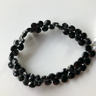 Natural Black Onyx Heart Shaped Faceted Briolette Beads, All 7mm Natural Black Onyx Gemstone Beads For Jewelry, 8 Inch Strand, GDS2275/12