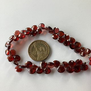 Natural Garnet Faceted Heart Shaped Briolette Beads, All 8mm Natural Garnet Gemstone Beads For Earrings Pendant, 8.5 Inch Strand, GDS2275/13