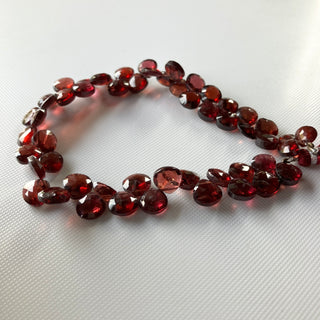 Natural Garnet Faceted Heart Shaped Briolette Beads, All 8mm Natural Garnet Gemstone Beads For Earrings Pendant, 8.5 Inch Strand, GDS2275/13
