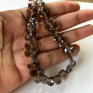 Natural Smoky Quartz Faceted Heart Shaped Gemstone Beads,All  7mm Natural Smoky Quartz Gemstone Beads For jewelry, 8 Inch Strand, GDS2275/14