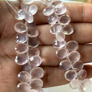 All 9mm Natural Rose Quartz Faceted Pear Shaped Briolette Beads, Calibrated Rose Quartz Gemstone Beads Loose, 8 Inch Strand, GDS2275/18