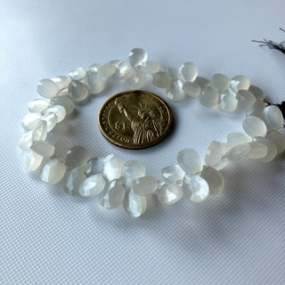 All 9mm Natural White Moonstone Faceted Pear Shaped Briolette Beads, Moonstone Gemstone Beads Loose For Jewelry, 8 Inch Strand, GDS2275/21