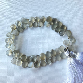 All 9mm Natural Grey Moonstone Faceted Pear Shaped Briolette Beads, Moonstone Gemstone Beads Loose For Jewelry, 8 Inch Strand, GDS2275/22