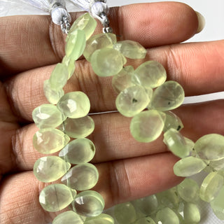 All 10mm Natural Green Prehnite Faceted Pear Shaped Briolette Beads, Prehnite Gemstone Beads Loose For Jewelry, 8 Inch Strand, GDS2275/23