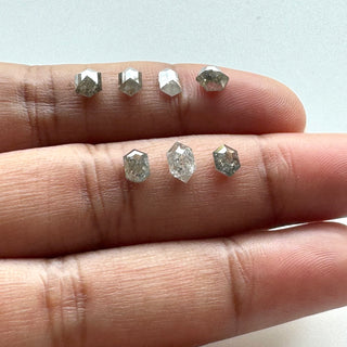 5.5mm to 6.5mm Clear Grey Black Faceted Salt And Pepper Shield Shaped Flat Back Rose Cut Diamond Loose Cabochon, DDS791/1-7