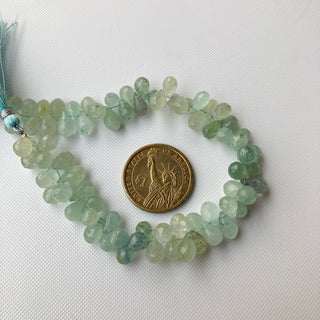 8mm to 10mm Natural Aquamarine Faceted TearDrop Shaped Briolette Beads, Aqua Blue Aquamarine Gemstone Beads, 9 Inch Strand, GDS2276/2