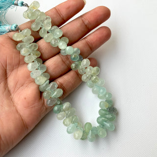 8mm to 10mm Natural Aquamarine Faceted TearDrop Shaped Briolette Beads, Aqua Blue Aquamarine Gemstone Beads, 9 Inch Strand, GDS2276/2