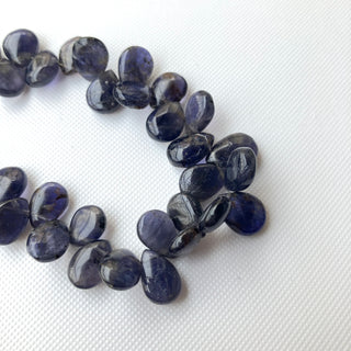 Natural Smooth Iolite Pear Shaped Smooth Briolette Beads, 6mm to 13mm Pear Cut Iolite Blue Gemstone Beads, 7.5 Inch Strand, GDS2276/10