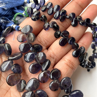 Natural Smooth Iolite Pear Shaped Smooth Briolette Beads, 6mm to 13mm Pear Cut Iolite Blue Gemstone Beads, 7.5 Inch Strand, GDS2276/10