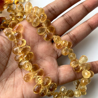 Natural Citrine Faceted Teardrop Briolette Beads, 8mm to 13mm Citrine Teardrop Gemstone Beads Loose For Jewelry, 9 Inch Strand, GDS2276/12
